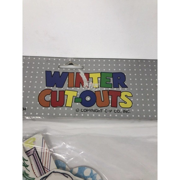 Winter Skater Christmas Cut Outs Set 6 13-16" Birthday Party Classroom Decor Vtg - Picture 7 of 9